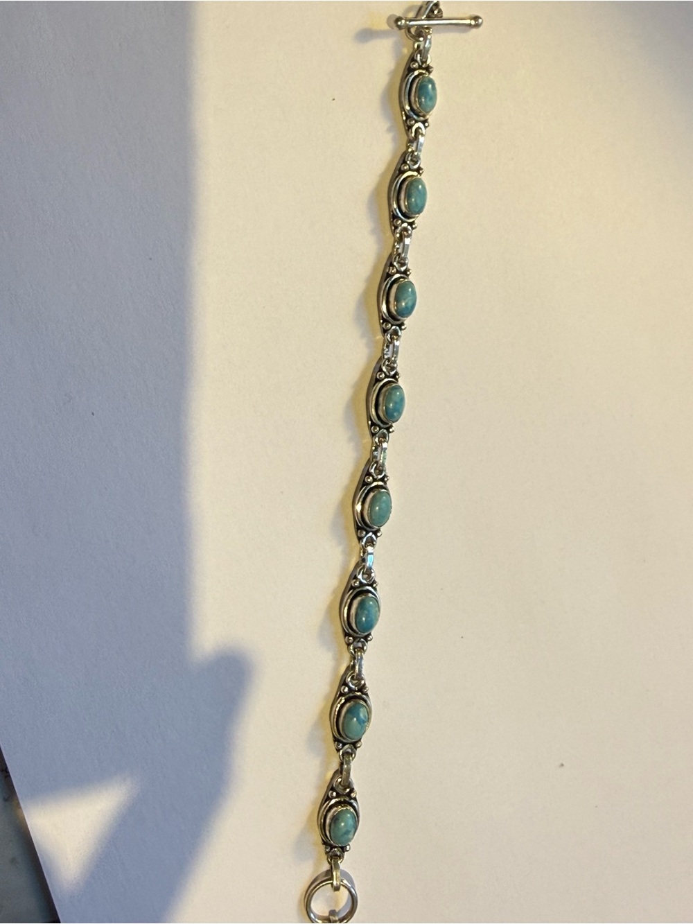 Sterling Silver Turquoise Bracelet - Blue Stone Link Design